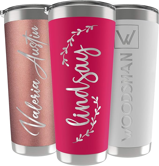 Personalized Gifts For Women - 30 Oz. Custom Tumblers w/Lid, Hot Pink - Insulated Travel Coffee Mugs - Optional Straw Set, Stainless Steel Double Wall Coffee Tumbler, Personalized Cups