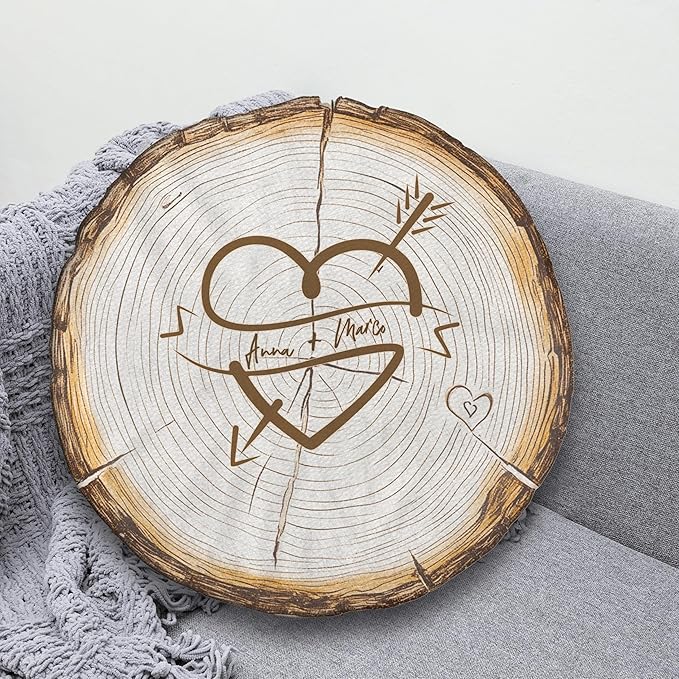 Couple Wood Shaped Ugly Plush Pillow - Love Pillows, Custom Name Decorative Throw Pillow for Room Decor Sofa Chair, Couple Gifts Anniversary Wedding Birthday Gift for Him Her