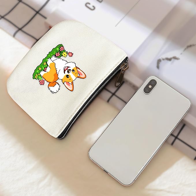 Corgi Coin Purse Pouch Bag Holder for Teens Girls Women Kids, Corgi Lovers Gifts Stuff Decor, Small Mini Purse Coin Card Key Headset Lipstick!