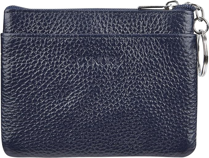 Women's Genuine Leather Coin Purse Mini Pouch Change Wallet with Keychain