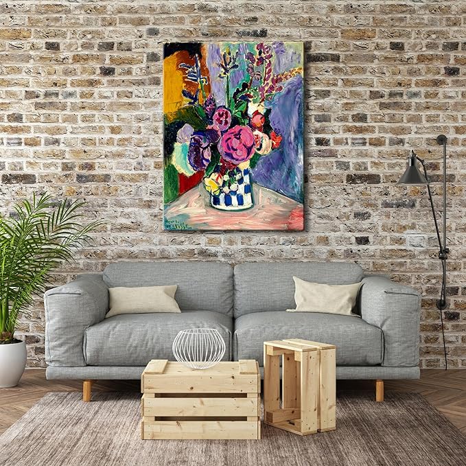 Wieco Art Large Canvas Prints Wall Art Still Life of Peonies in a Vase 1907 by Henri Matisse Abstract Canvas Art Print for Wall Decor and Home Office Decorations