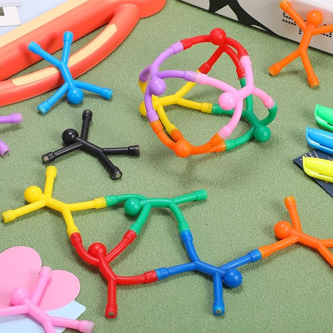 Jerify 50 Pcs Refrigerator Magnets Colorful Magnetic Men Fidget Toys Humanoid Mini Flexible Cute Toys for Refrigerator Door Office Fun Decorative Decoration, 10 Colors