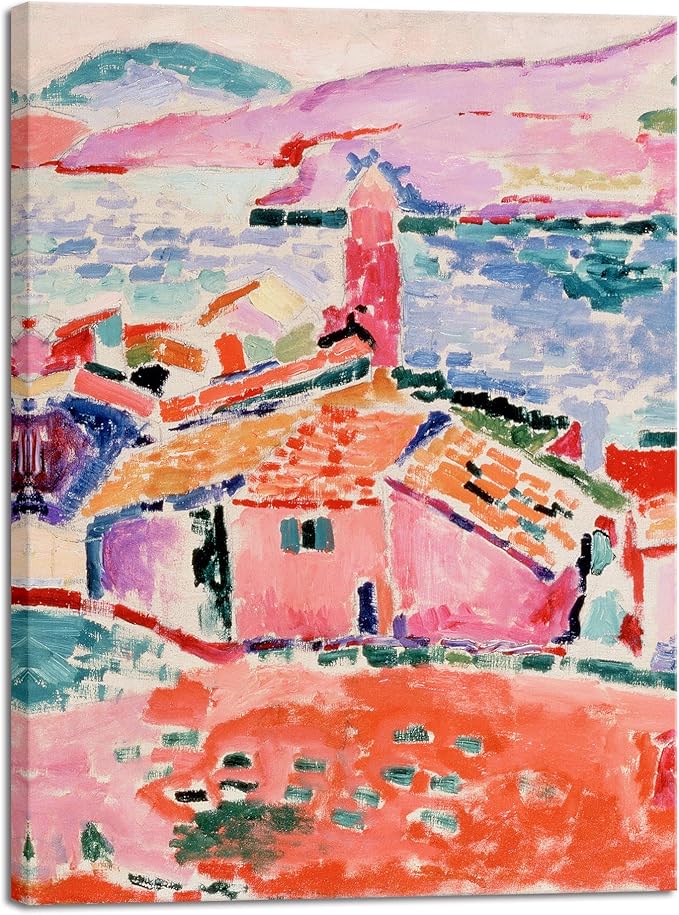 Wieco Art Canvas Print Wall Art View of Collioure 1905 by Henri Mattise Abstract Colorful Art Matisse Posters Canvas Prints for Wall and Home Office Decorations