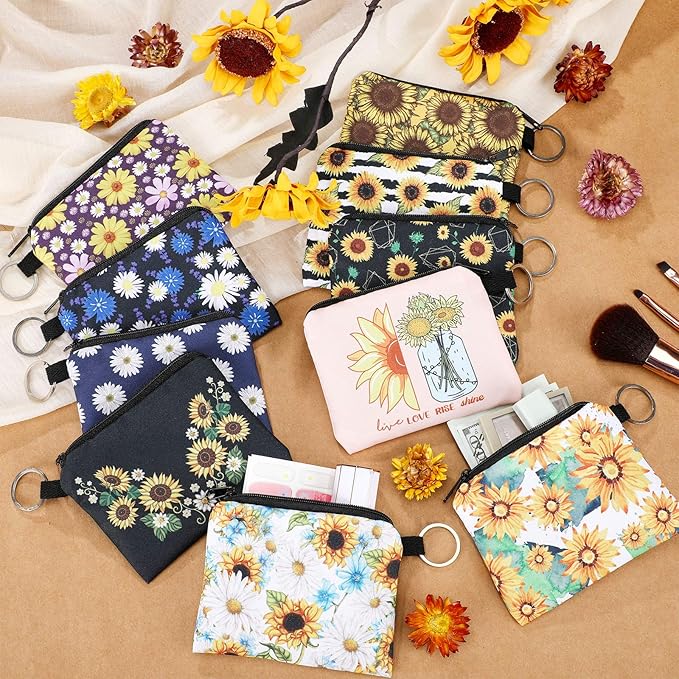 10 Pieces Small Coin Purse Boho Change Purse Pouch Mini Wallet Coin Bag with Zipper Exquisite Present for Women Girls on Valentine's Day