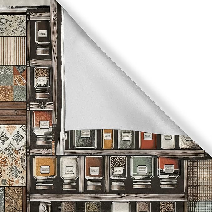 Ambesonne Boho Valance & Tier Curtain 3 pcs Set, Vintage Style Bohemian Pattern with Spices and Ethnic Patchwork Rectangles, Window Treatments for Kitchen Room Decor, 55" x 45", Taupe Grey Teal Orange