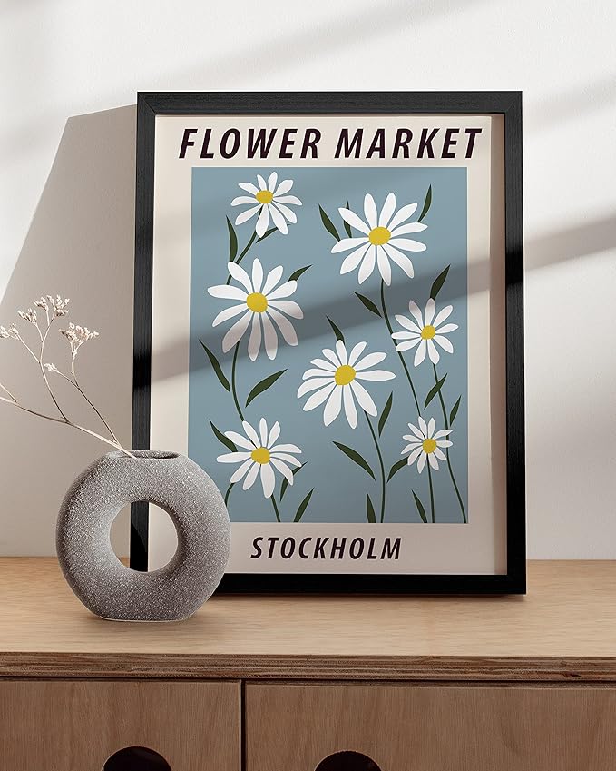 HAUS AND HUES Flower Market Poster, Danish Pastel Posters, Flower Posters and Prints, Flowers Wall Poster, Flower Prints Wall Art, Pastel Room Decor Aesthetic Flowers Wall Art (Unframed, 12x16)