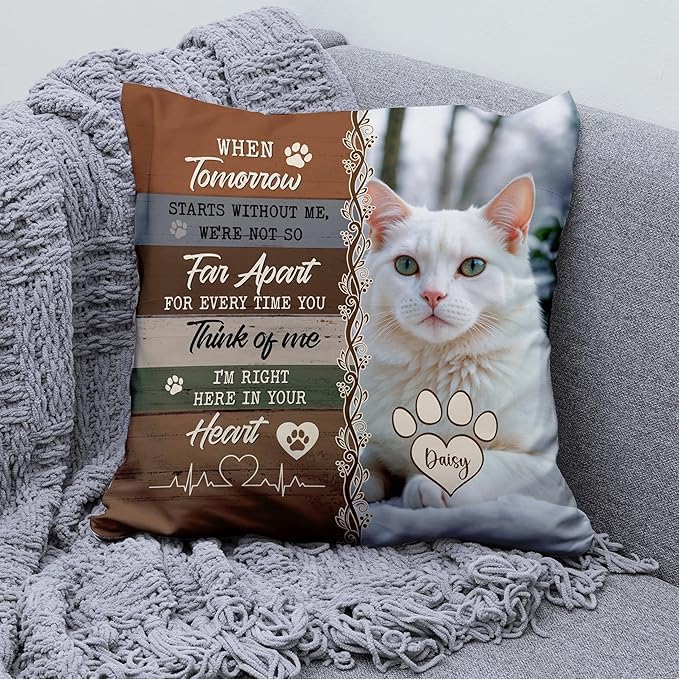 Custom Cat Memorial Throw Pillow (Insert Included), Cat Memorial Gifts, Cat Memorial Pillow, Cat Memorial Gifts for Loss of Cat, Pet Memorial Gifts for Cats, Pet Loss Sympathy Gift