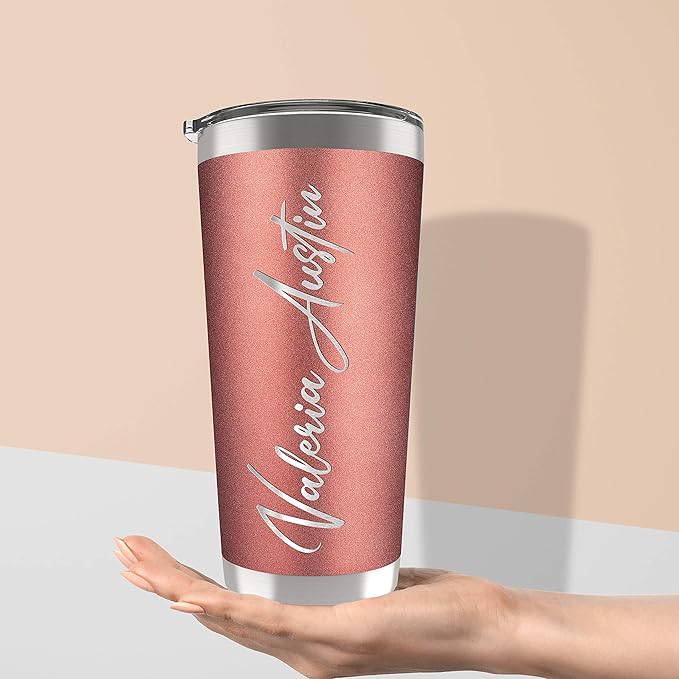 Personalized Gifts For Women - 20 Oz. Custom Tumblers w/Lid, Purple - Insulated Travel Coffee Mugs - Optional Straw Set, Stainless Steel Double Wall Coffee Tumbler, Personalized Cups