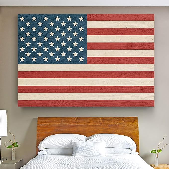 Renditions Gallery Canvas Military Wall Art Modern Paintings & Prints Decor Vintage American Flag Rustic Patriotic Honor Wall Hanging Artwork for Bedroom Office Kitchen - 36"x48" LT25
