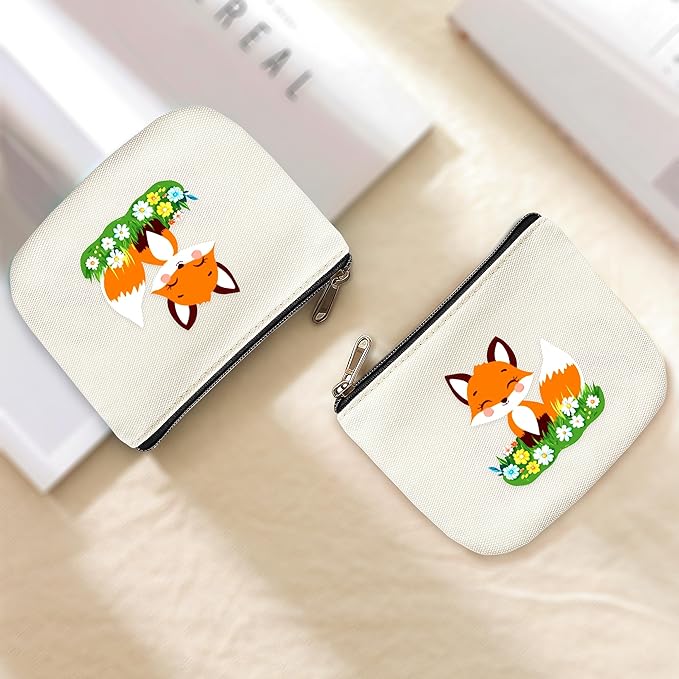 Fox Coin Purse Pouch Bag Holder for Teens Girls Women Kids, Animal Lovers Gifts Stuff Decor, Small Mini Purse Coin Card Key Headset Lipstick!