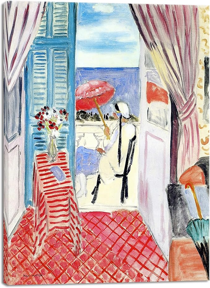 Wieco Art Canvas Prints Wall Art Henri Matisse Aesthetic Posters Woman with A Red Umbrella Matisse Prints Posters for Living Room Home and Office Decorations