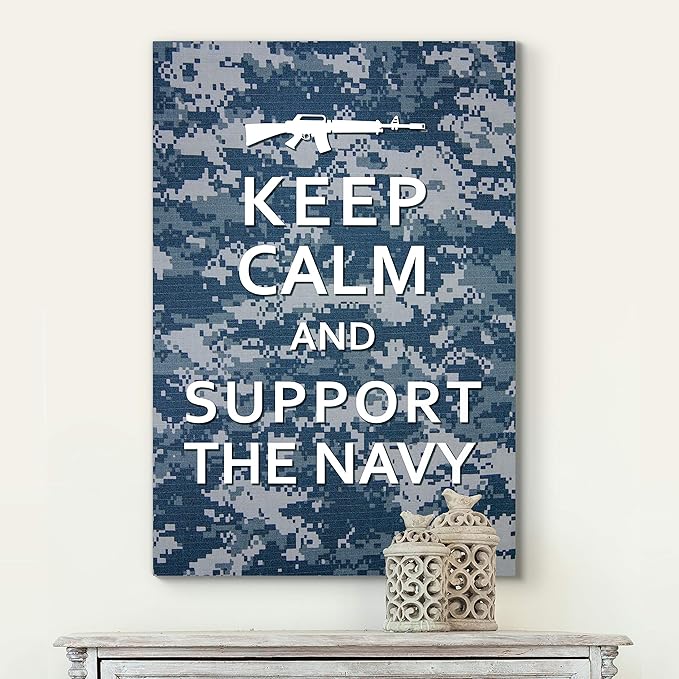 Renditions Gallery Nature Military Wall Art Home Paintings & Prints Artwork Calm Supportive Navy Glam Patriotic Motivational American Modern Decor for Bedroom Office Kitchen - 24"x32" LT25
