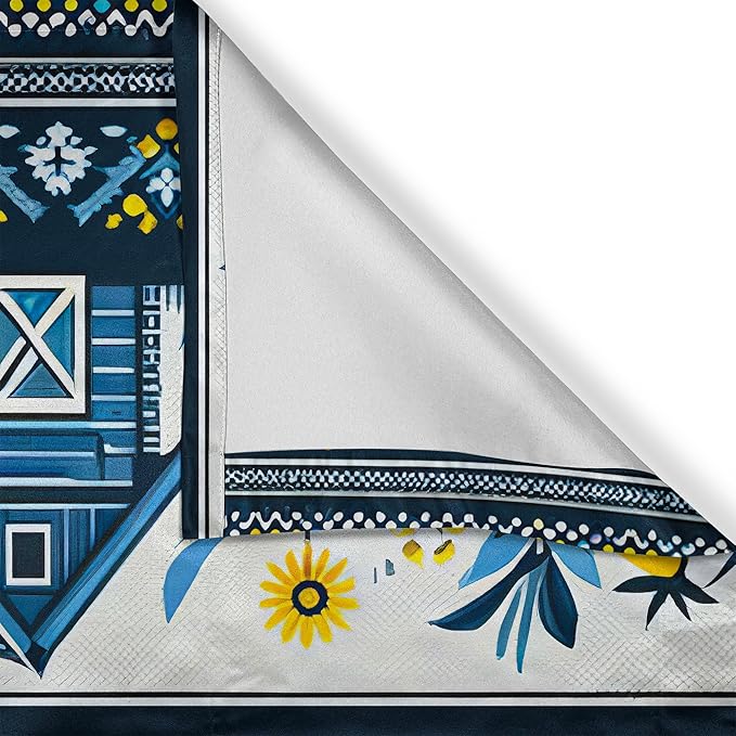 Ambesonne Farmhouse Window Valance Pack of 2, Modern Scandinavian Floral Ornate Barn Scenario Roosters Sunflowers, Rod Pocket Curtain Valances Kitchen Bedroom, 54" X 18",Blue Yellow