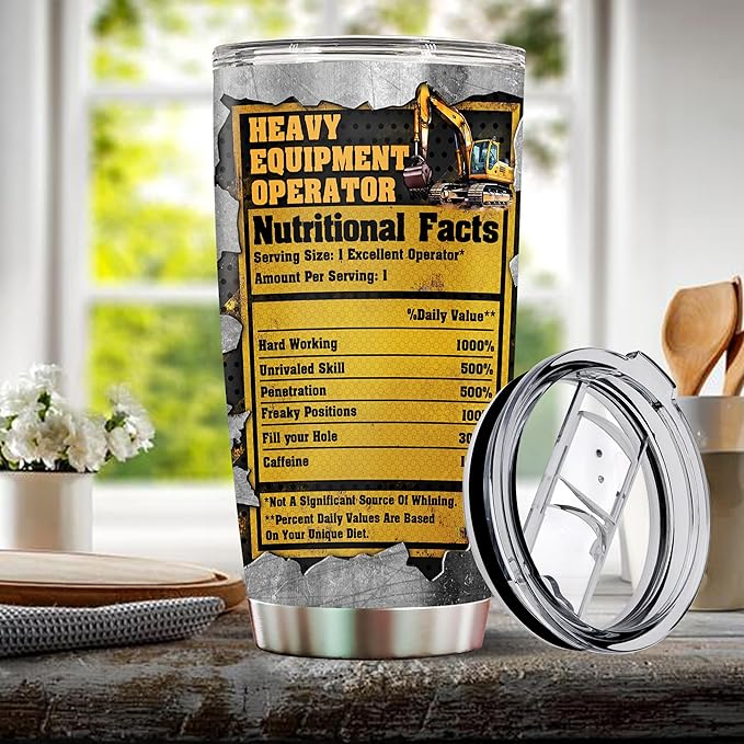 Heavy Equipment Operator Gifts for Men Women Christmas Birthday Fathers Mothers Day Valentine 20oz Insulated Stainless Steel Coffee Cup Travel Mug Tumbler Gift for Husband