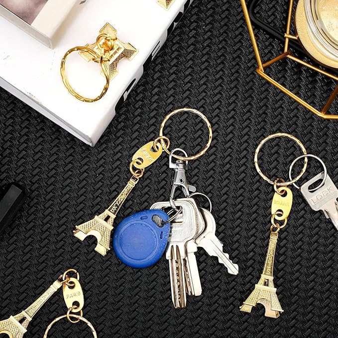 Junkin 30 Pieces Eiffel Tower Keychain Retro Decorations Purse Charms Statue Model Prom Keychain French Souvenirs