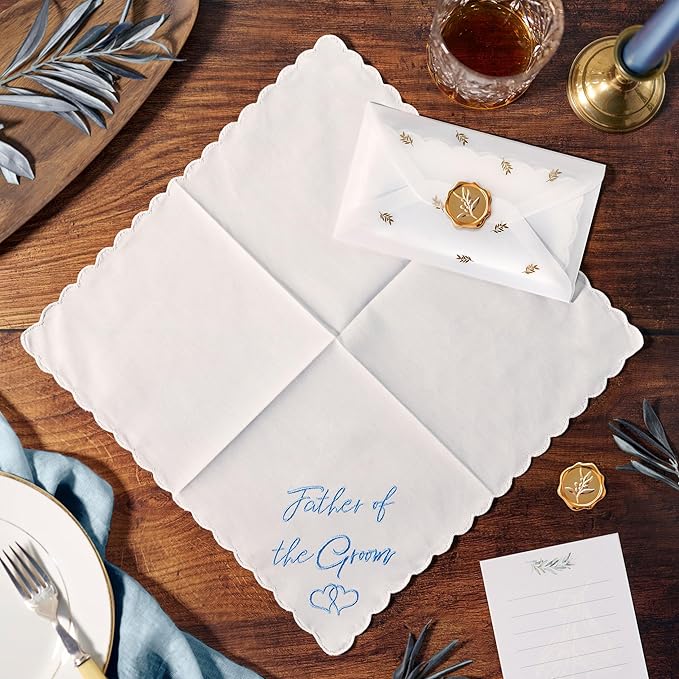 W&F GIFT Handkerchief - 12" x 12" - Something Blue for Bride on Wedding Day - Fun Gift