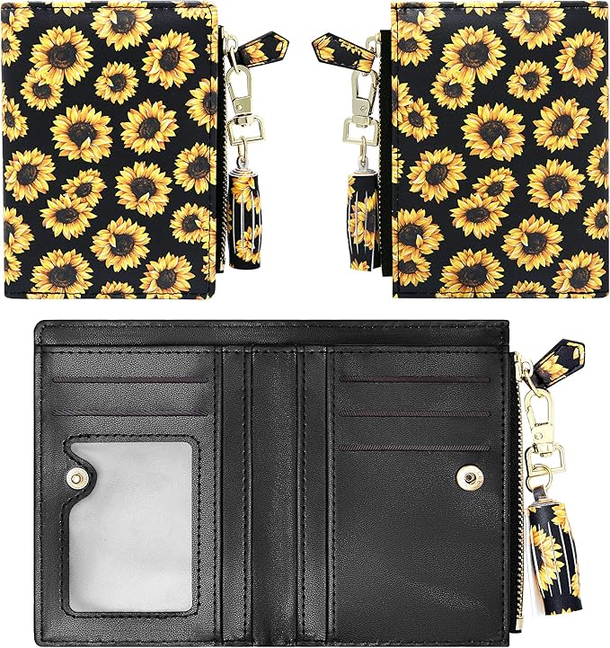 GEEAD Small Wallets for Women Bifold Slim Coin Purse Zipper ID Card Holder