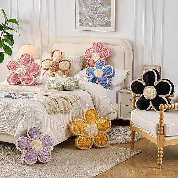 Flower Pillow Pink Flowers Shaped Cushion Decorative Daisy Pillow for Bed Couch Cute Throw Pillows
