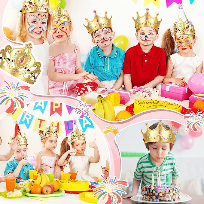 Sotiff 150 Pieces Foam Crowns Set for Kids Princess Tiaras Crowns Making Kits 90 Pcs Foam Princess Crowns and 60 Sheets Crystal Diamond Sticker for Kids' Party Supplies Decoration