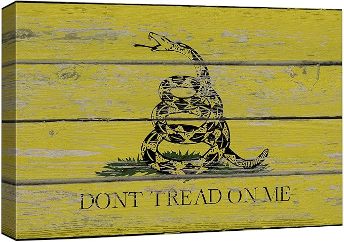 wall26 Canvas Print Wall Art California Don't Tread on Me Flag on Vintage Wood Pop Culture Cultural Digital Art Modern Art Traditional Colorful for Living Room, Bedroom, Office - 32"x48"