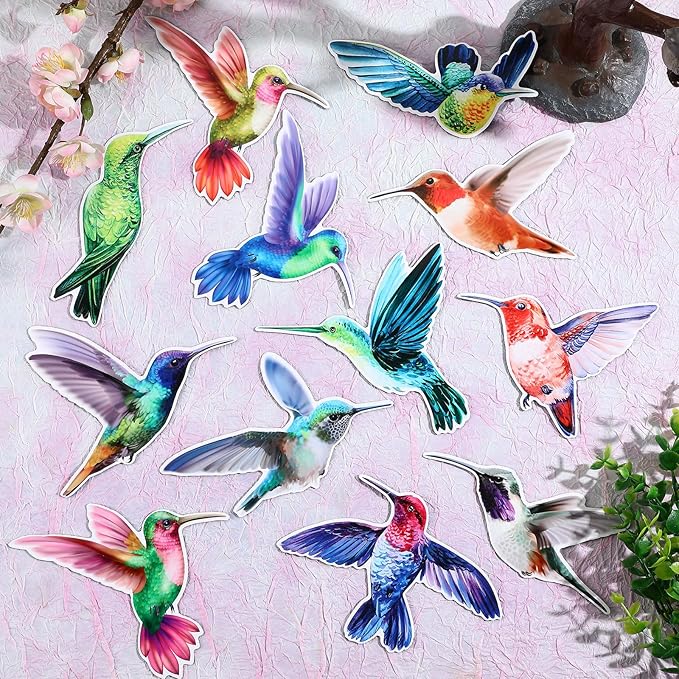 Xuhal 12 Pcs Cute Fridge Magnets Car Magnetic Sticker Refrigerator Magnets Fridge Decorations for Office Home Whiteboard Car Summer Decor(Hummingbird)
