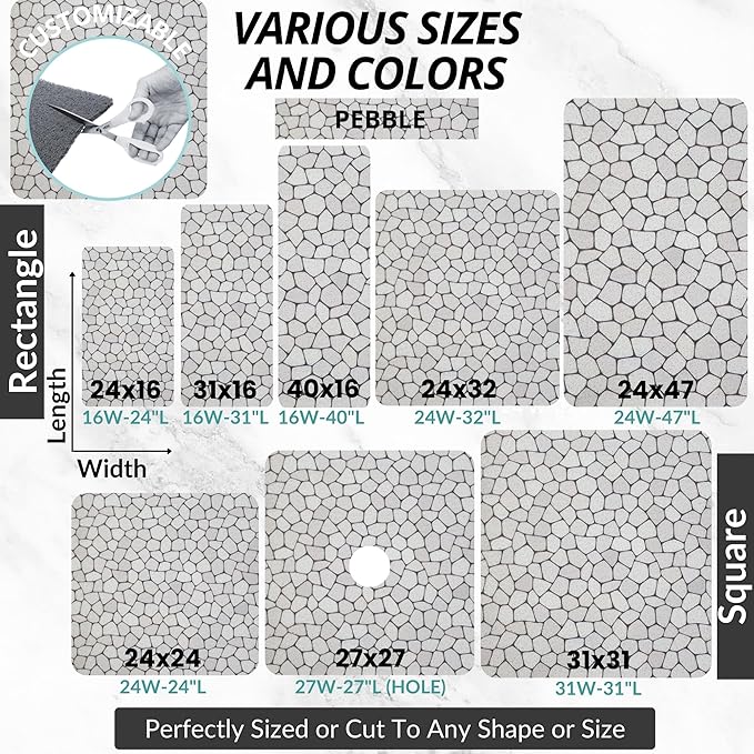 Non Slip Bathtub Mat Shower Mat for Tub - Loofah Bath Mats for Bathroom - 40x16 Bathtub Floor Mat - Textured Anti Slip Bath Mat Without Suction Cups - Secure Mat for Wet Areas (40x16 Pebble)