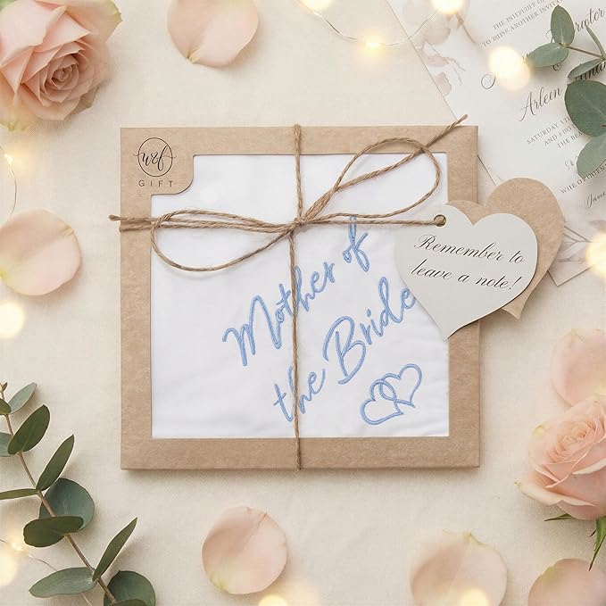 W&F GIFT Handkerchief - 12" x 12" - Something Blue for Bride on Wedding Day - Fun Gift