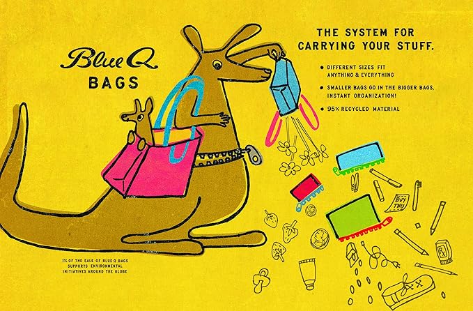 Blue Q Coin Purse – Cute Coin Pouch for Men and Women, Small Wallet Keychain Organizer, Zipper Bag for Coins, Gift Cards & Earbuds, Mini Card Holder, Compact Zip Wallet, 3"h x 4"w