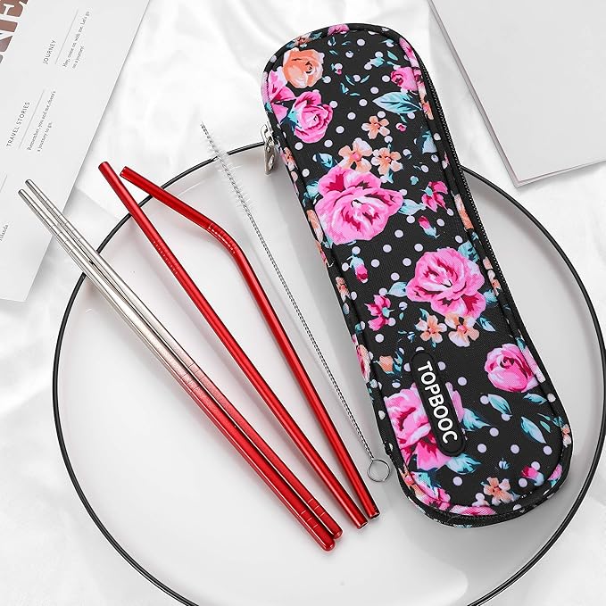 Travel Utensils,Reusable Silverware Set To Go Portable Cutlery Set with a Waterproof Carrying Case for Lunch Boxes Workplace Camping Picnic (GraRed)
