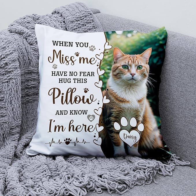 Custom Pet Memorial Throw Pillow (Insert Included), Pet Memorial Gifts, Cat Memorial Gifts For Loss Of Cat, Cat Memorial Pillow, Pet Remembrance Gifts, Pet Memorial Gifts Cat, Lost Pet Memorial Gift