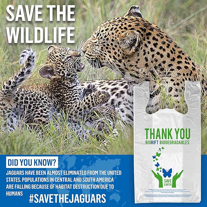 Biodegradable Thank You Bags | 500 Count - Bulk | Extra Thick, Strong, Recyclable, & Reusable | 100% Biodegradable Shopping Bags, Grocery/Restaurant/Supermarket | 12" x 6.5" x 22" | Made in USA