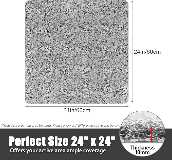 Shower Mat Non Slip - 24x24 Inch Soft Comfort Bath Mat with Drainage Holes, PVC Loofah Massage Bathmat for Shower, Tub, Bathroom, Wet Areas, Quick Drying