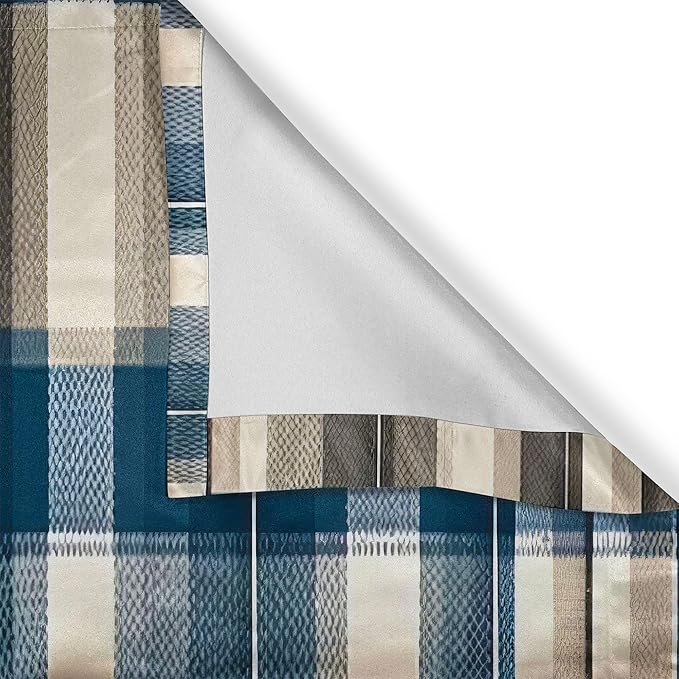 Ambesonne Plaid Window Valance Pack of 2, Classic Timbermen Pattern with Integrating Geometric Bold Lines Art Tartan, Rod Pocket Curtain Valances Kitchen Bedroom, 42" X 18",Slate Blue Orange Green