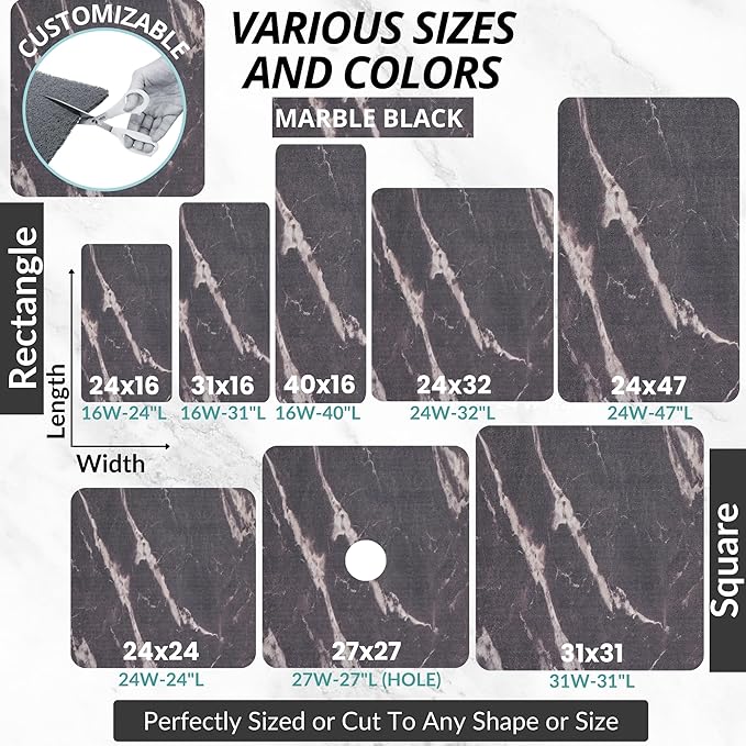 Non Slip Bathtub Mat Shower Mat for Tub - Loofah Bath Mats for Bathroom - 40x16 Bathtub Floor Mat - Textured Anti Slip Bath Mat Without Suction Cups - Secure Mat for Wet Areas (40x16 Marble Black)