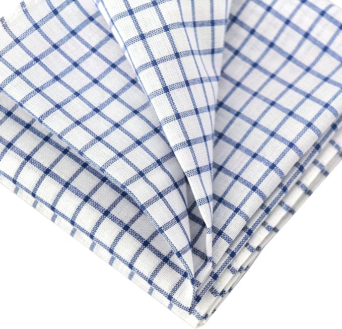 Gifts Cotton Handkerchiefs 100% Soft Cotton 12-Pack White handkerchif and Blue cotton handkerchief for Men and Women