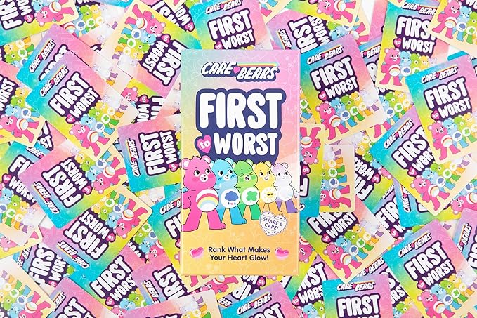 FIRST TO WORST: Care Bears Family Party Game - The Card Game About How Your Friends & Family Rank Things for Kids, Stocking Stuffers, Family Game Night with Polarizing Priorities