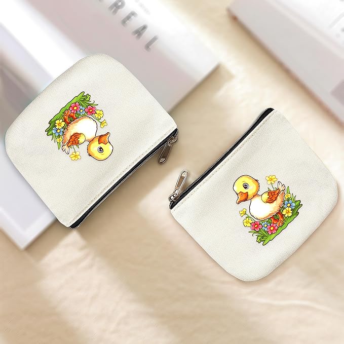Duck Coin Purse Pouch Bag Holder for Teens Girls Women Kids, Duck Lovers Gifts Stuff Decor, Small Mini Purse Coin Card Key Headset Lipstick!