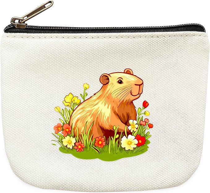 Capybara Coin Purse Pouch Bag Holder for Teens Girls Women Kids, Capybara Lovers Gifts Stuff Decor, Small Mini Purse Coin Card Key Headset Lipstick!