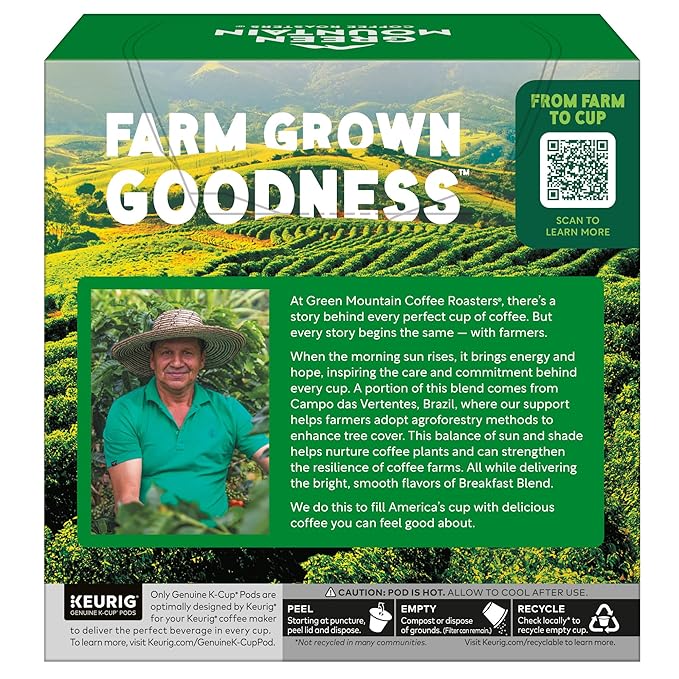 Green Mountain Coffee Roasters Breakfast Blend Keurig Single-Serve K-Cup Pods, Light Roast Coffee, 32 Count