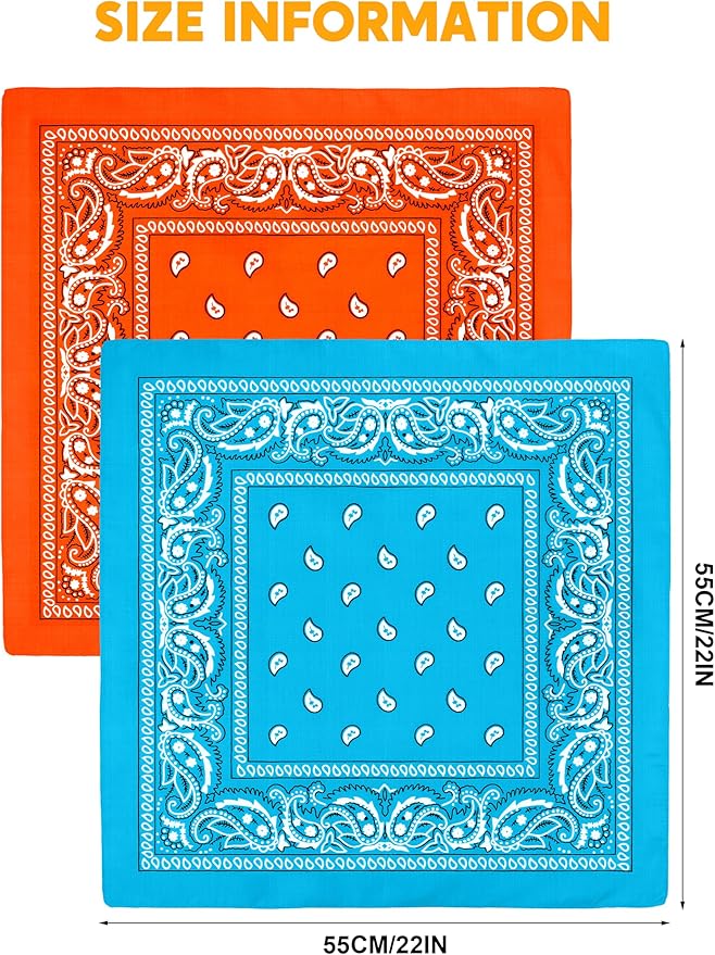 URATOT 16 Pieces Paisley Bandanas Cowboy Bandana Handkerchiefs Paisley Print Head Wrap Scarf, Assorted 16 Colors