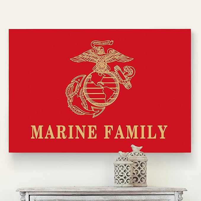Renditions Gallery Nature Wall Art Home Paintings & Prints Artwork Golden American Marine Crest Modern Patriotic Military Modern Decorations for Bedroom Office Kitchen - 24"x32" LT25