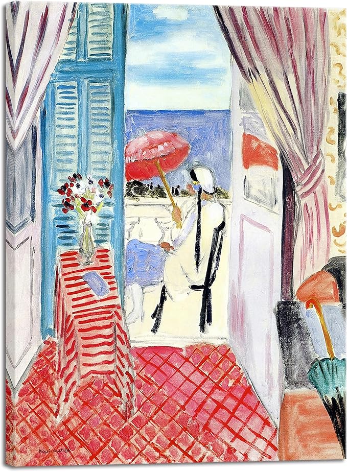 Wieco Art Canvas Prints Wall Art Henri Matisse Aesthetic Posters Woman with A Red Umbrella Matisse Prints Posters for Living Room Home and Office Decorations