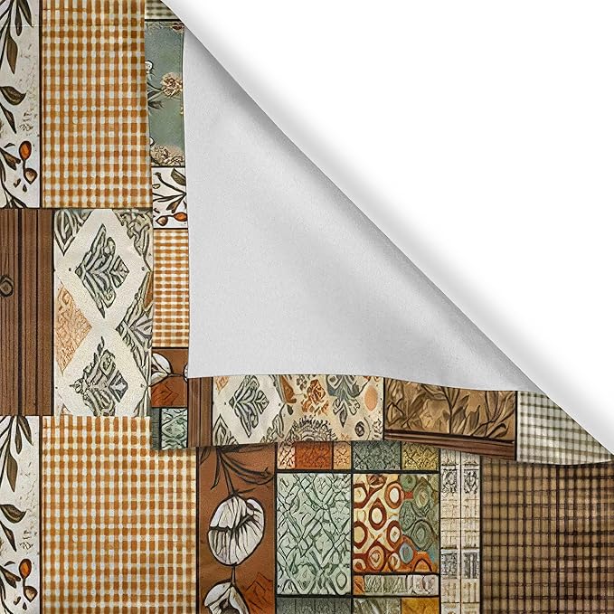 Ambesonne Cottagecore Window Valance, Modern Maximalist Design of Leaves Plaid Stripes Farmhouse Themed, Curtain Valance for Kitchen Bedroom Decor with Rod Pocket, 42" x 18", Taupe Grey Teal Orange