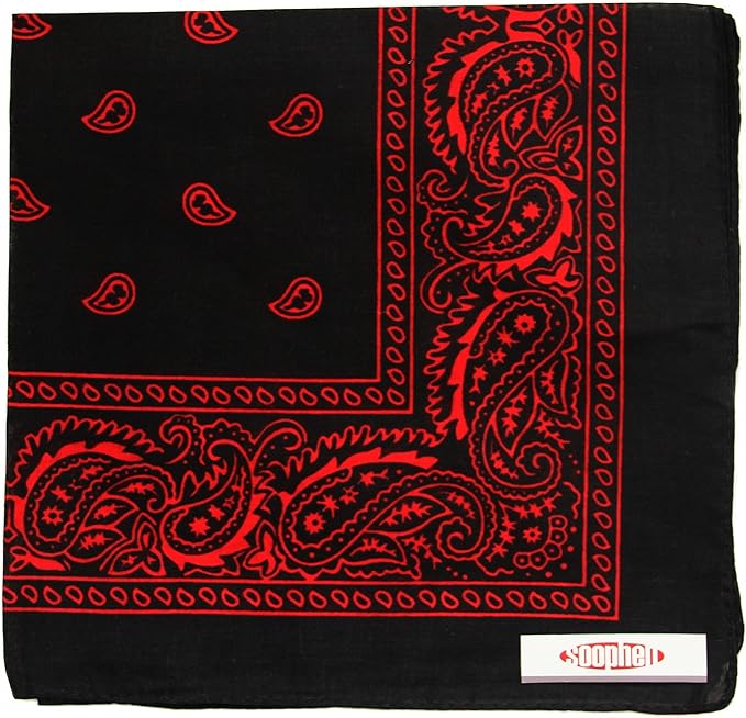 Soophen One Dozen Cowboy Bandanas 100% Cotton 22 x 22 inch