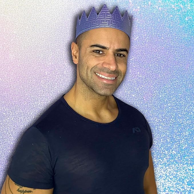 PandaTak Party Leather Crown For Men and Women - Comfortable Lightweight Adjustable Velcro Crown with Spikes