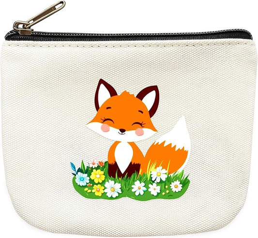 Fox Coin Purse Pouch Bag Holder for Teens Girls Women Kids, Animal Lovers Gifts Stuff Decor, Small Mini Purse Coin Card Key Headset Lipstick!