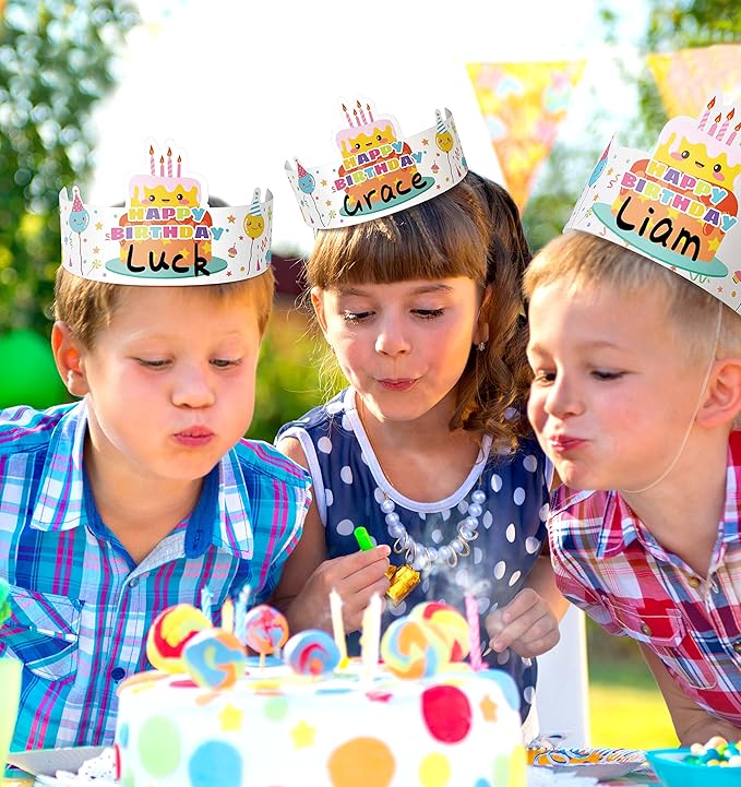Outus 42 Pack Happy Birthday Crowns for Kids Classroom with Elastic Band for Teachers Students Kindergarten Party