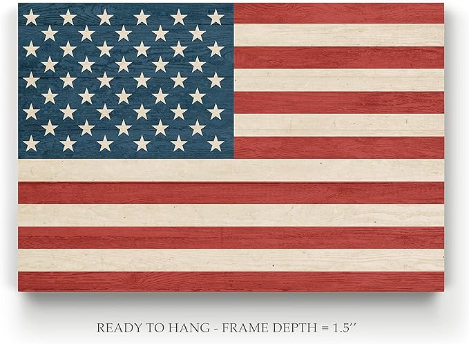 Renditions Gallery Canvas Military Wall Art Modern Paintings & Prints Decor Vintage American Flag Rustic Patriotic Honor Wall Hanging Artwork for Bedroom Office Kitchen - 36"x48" LT25