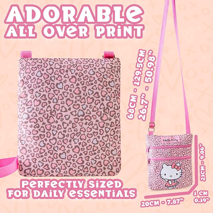 Hello Kitty Sanrio Bag Girls Teens Women Kawaii Anime Shoulder Cross Body Bag Kuromi My Melody Fashion Shopping Travel Gifts (Pink Leopard)