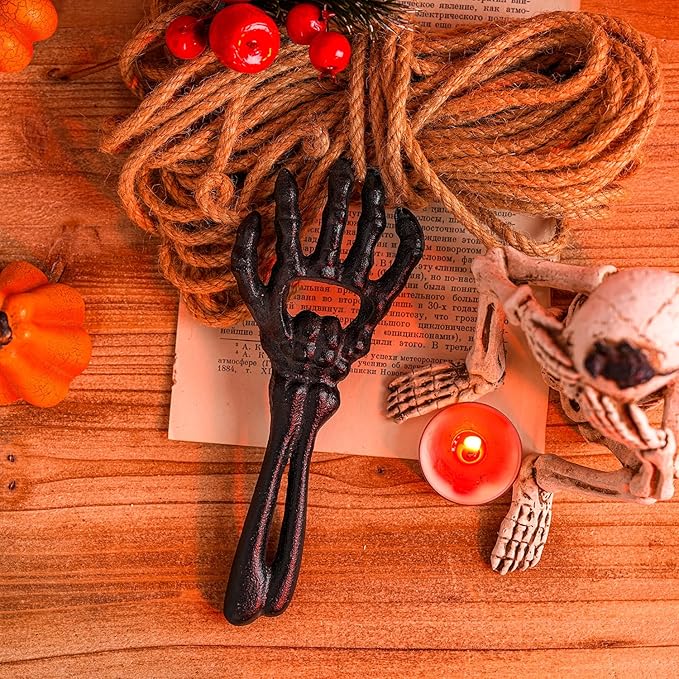 Sungmor Cast Iron Skeleton Hand Bottle Opener - Heavy Duty Vintage Gothic Bar Accessory, Wall Mount Black Skull Hand for Beer & Soda Bottles, Halloween Party Novelty Décor